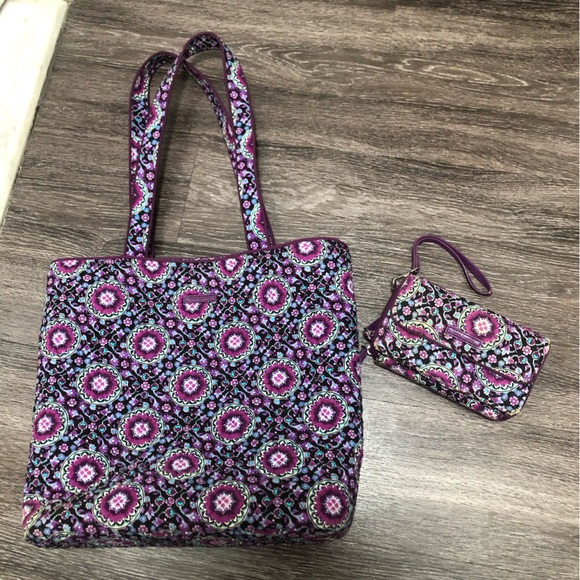 Vera Bradley Handbags - Vera Bradley Purple/Lavender Medallion Tote & RFID All-In-One Crossbody Set